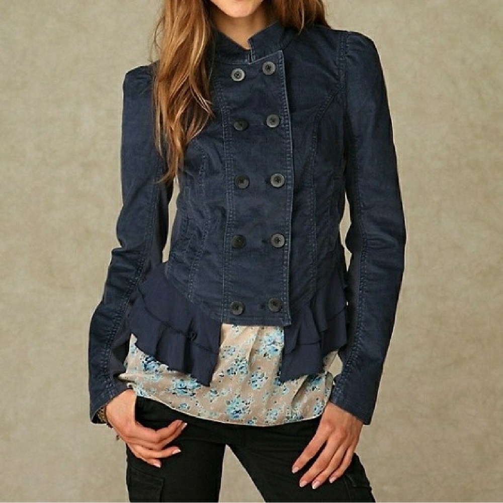 Free People Corduroy Ruffle Riding Jacket - 2